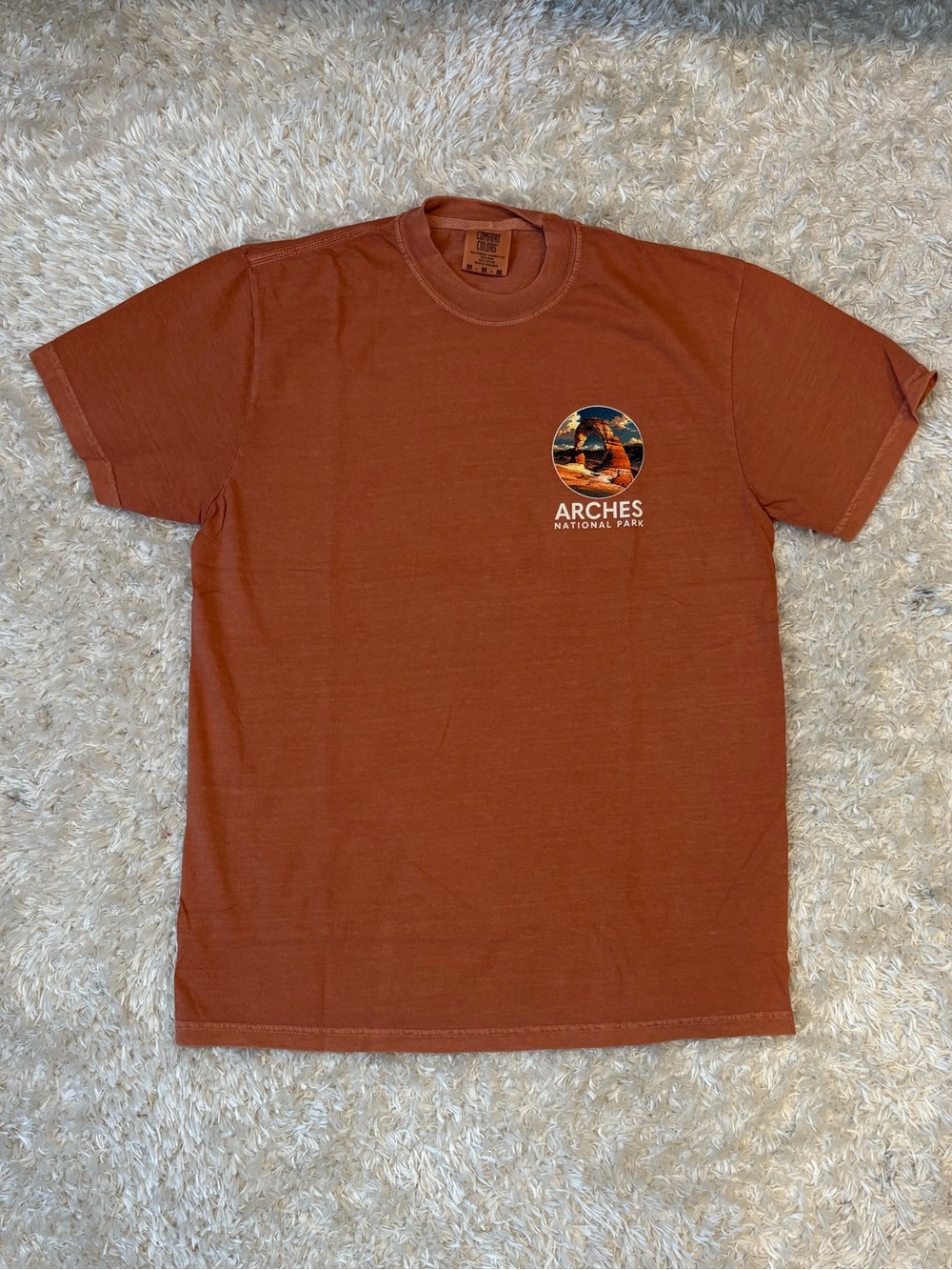 Comfort Colors Rust Orange Arches National Park Short Sleeve Tee Graphic Back